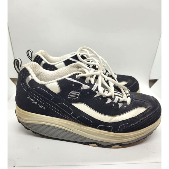 Skechers Shape-Ups Fitness Sneakers  Black & White 9 comfort  waitress walking - Picture 1 of 7